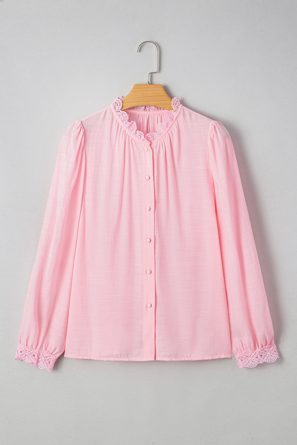 Pink Lace Button Up Blouse LT