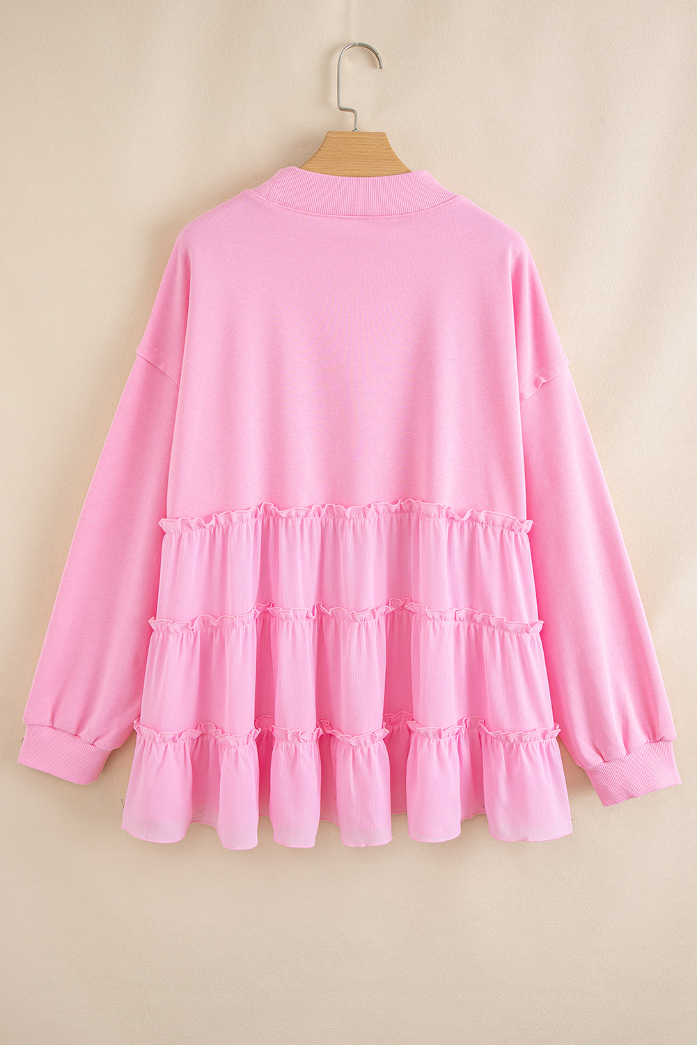 Pink Tiered Plus Size Blouse LT