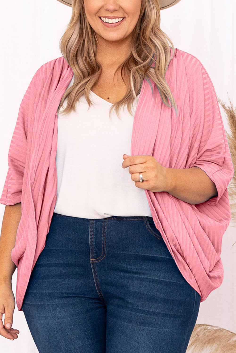Pink Plus Ribbed Cardigan FB