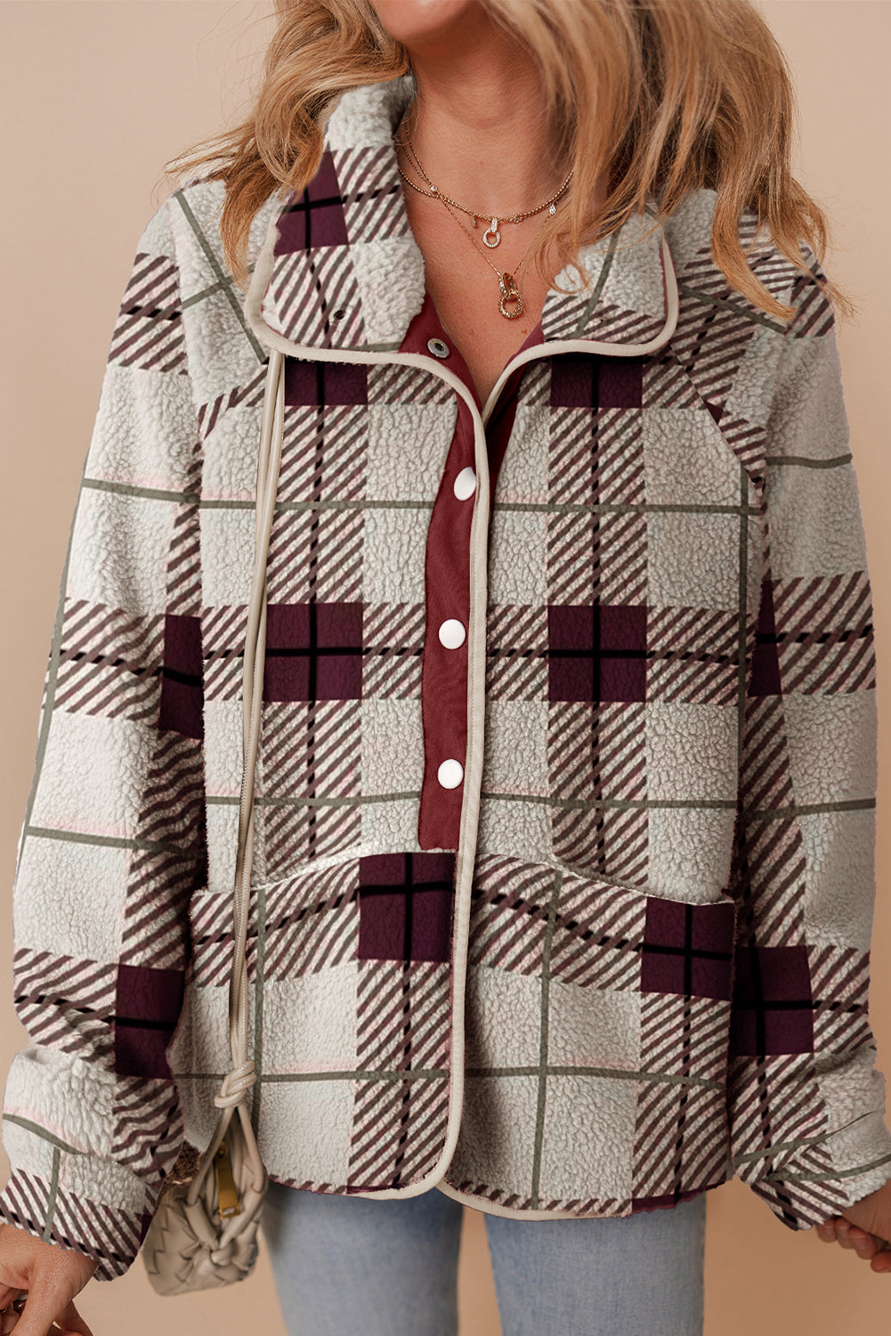 Plaid Snap Button Jacket LT