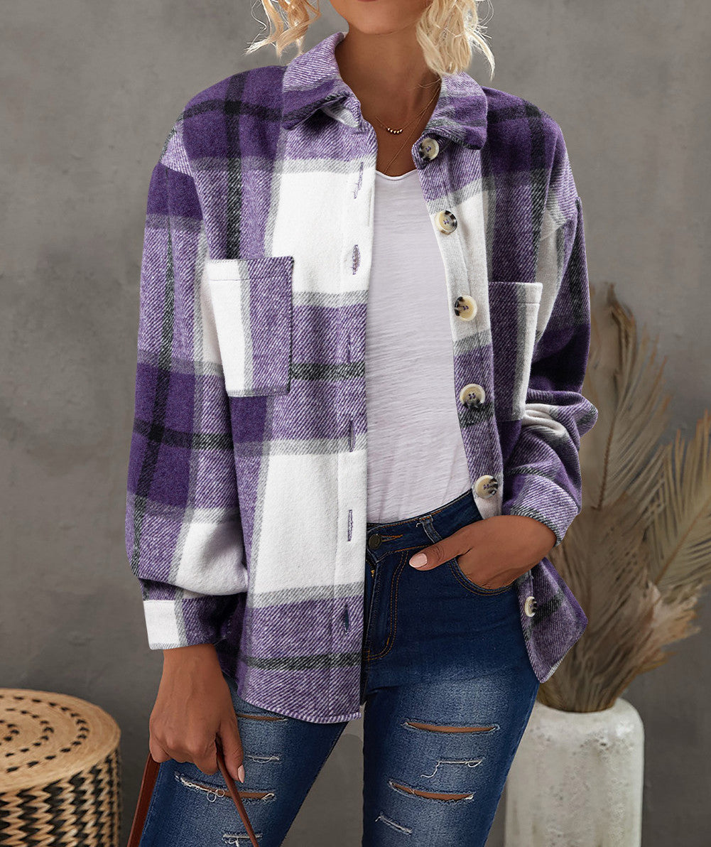 Purple Plaid Buttoned Jacket RTS