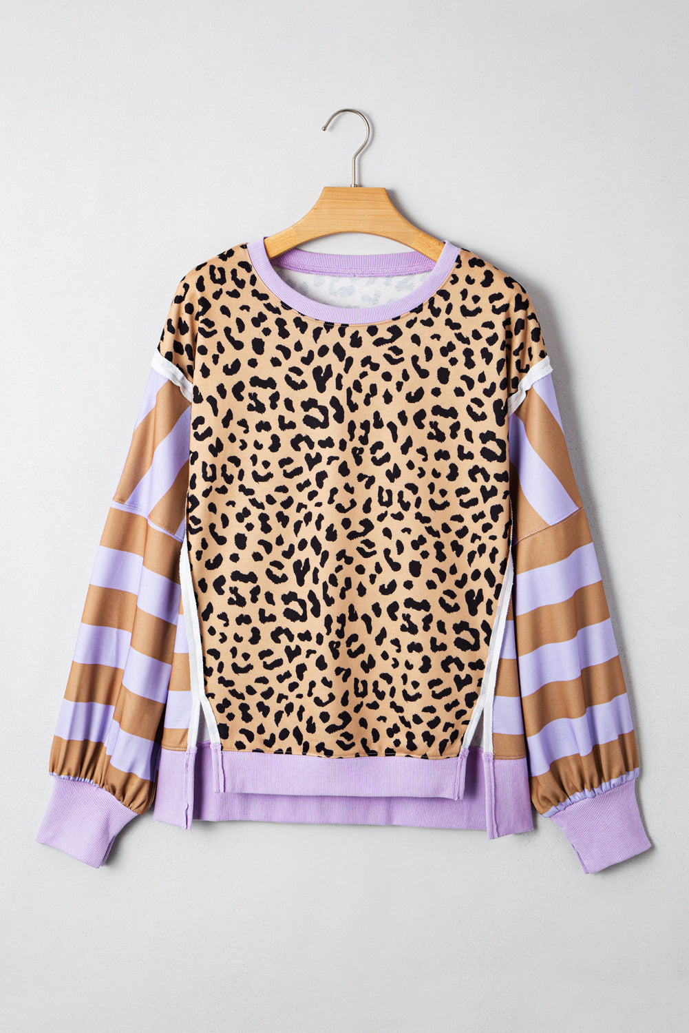 Purple Stripe Leopard Pullover FB