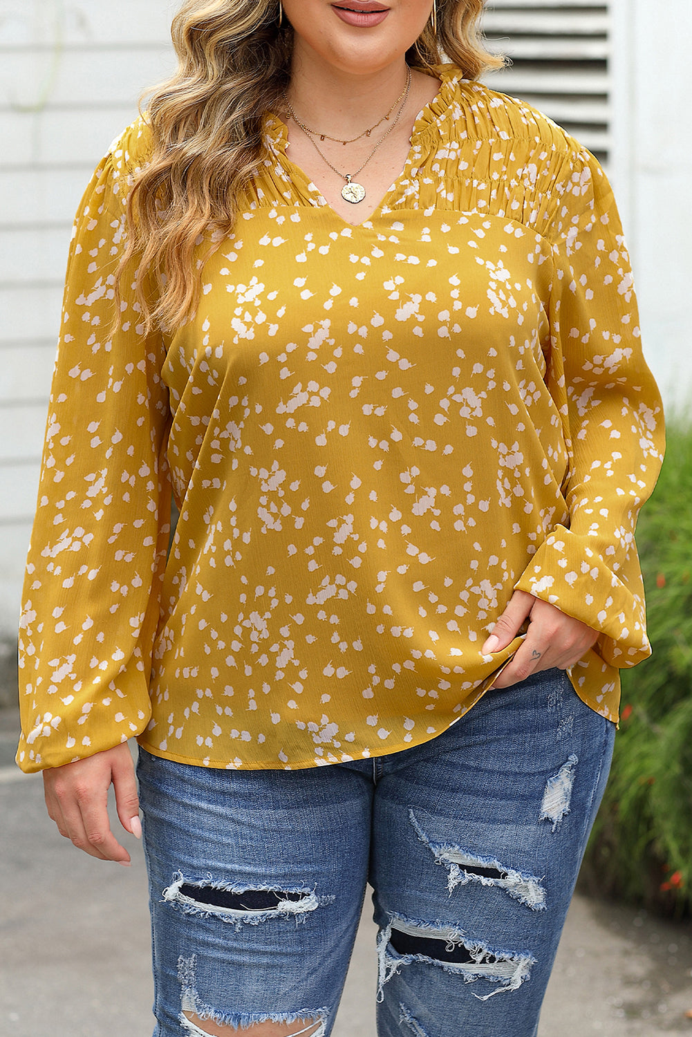 Yellow Plus Floral Top RTS