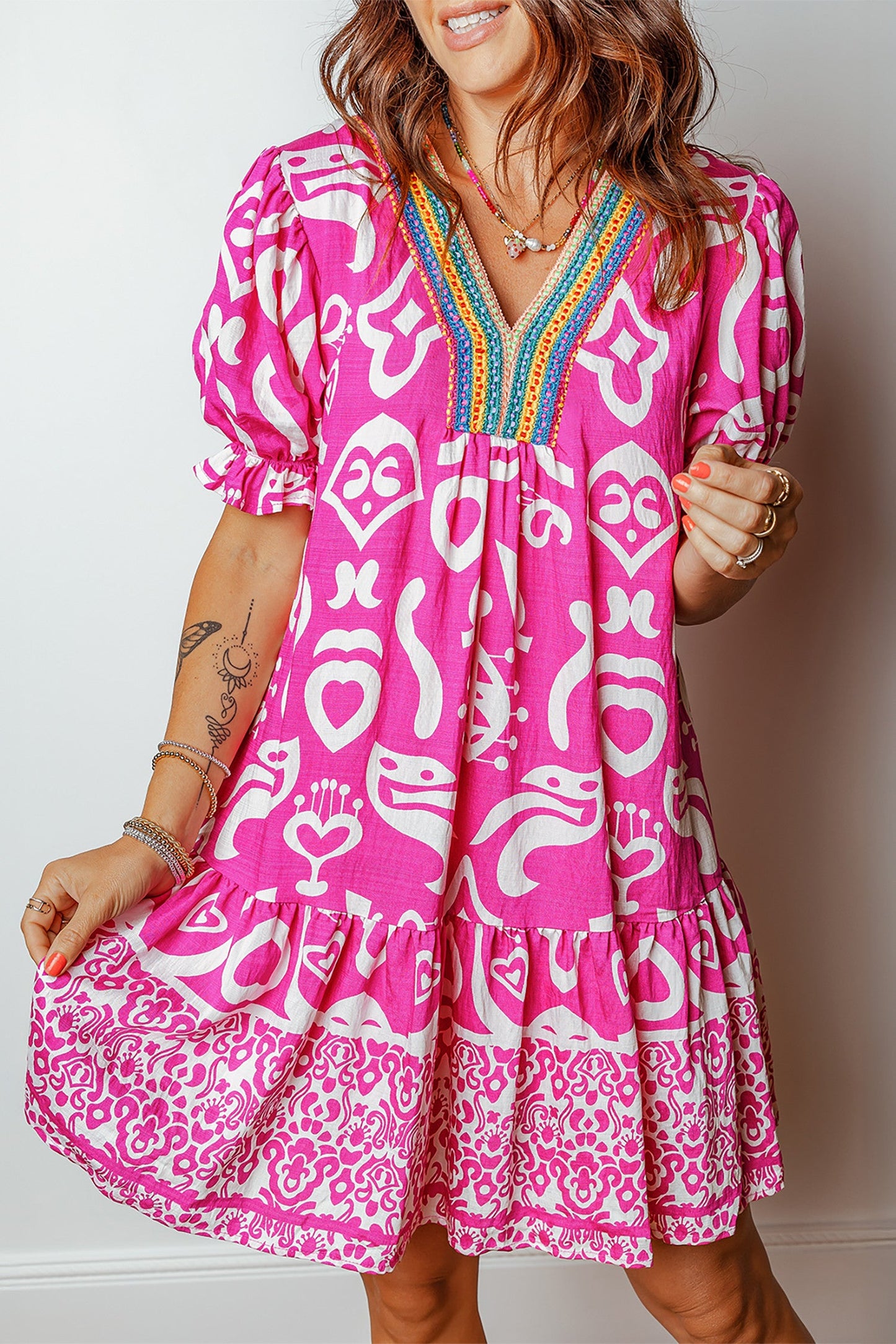 Rose Boho Trim Dress FB