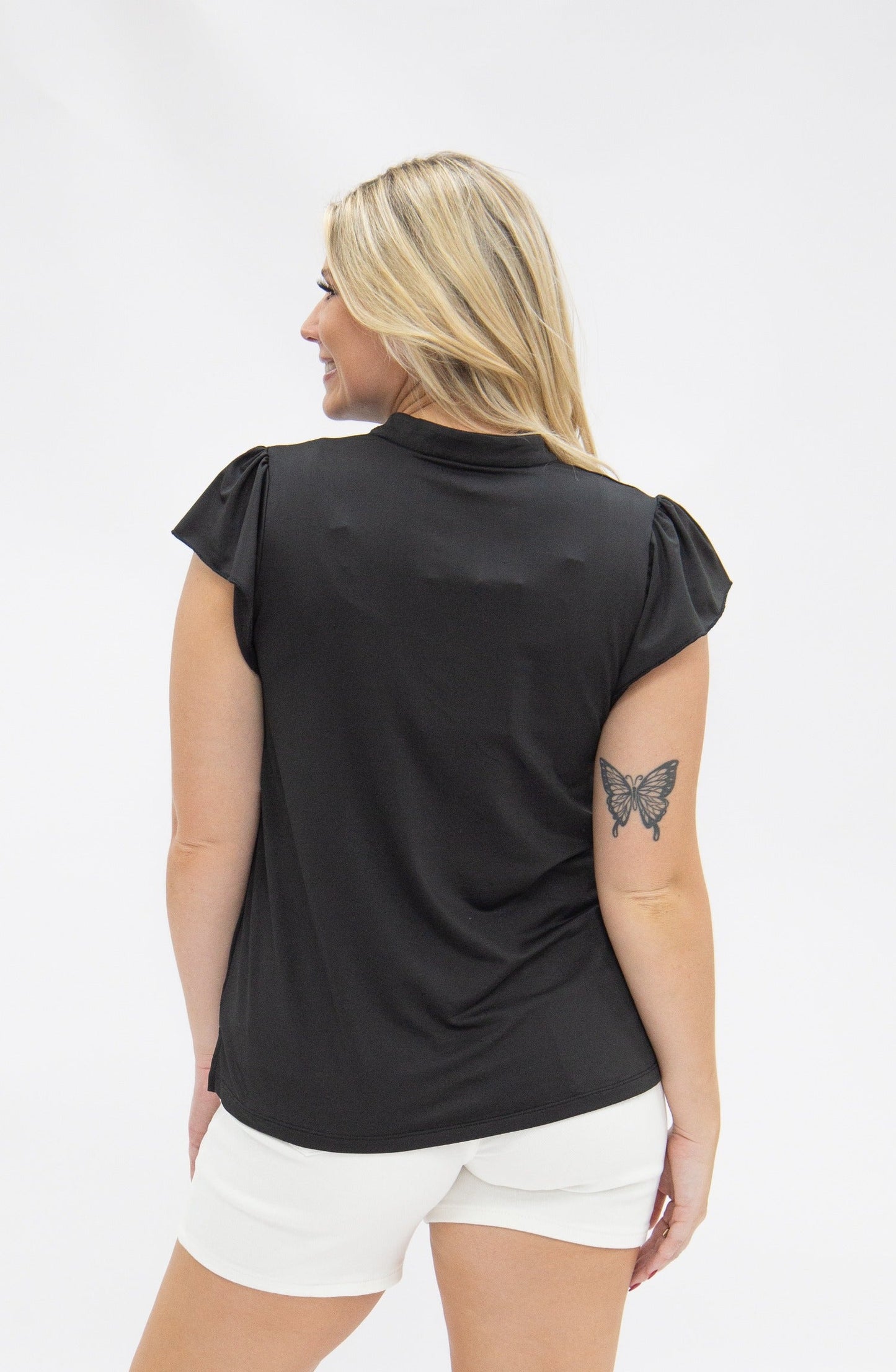 The Nicole V-Neck Top, Black