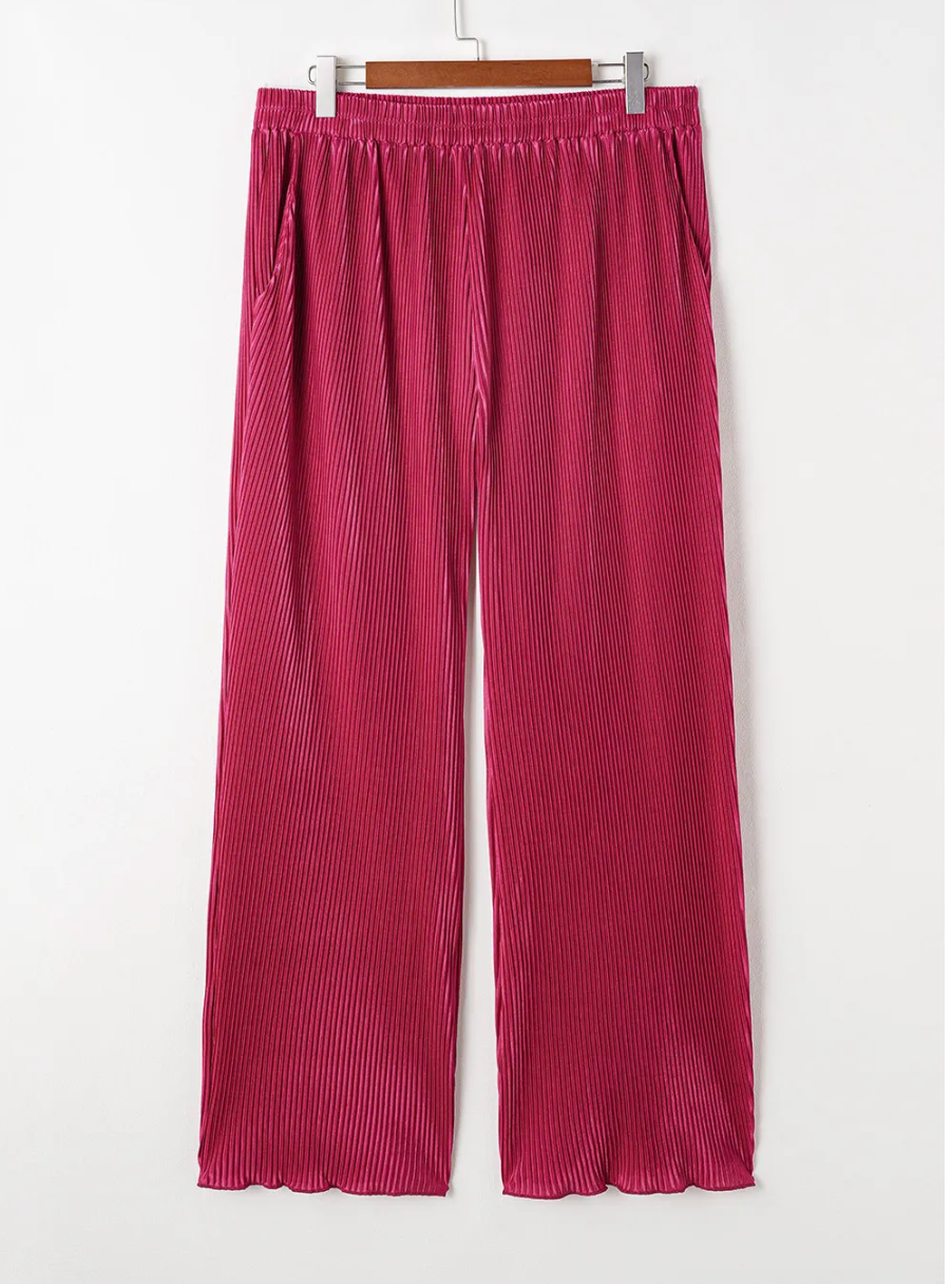 PLUS SIZE ROSE RED RIBBED LONG SLEEVE SET OOTD