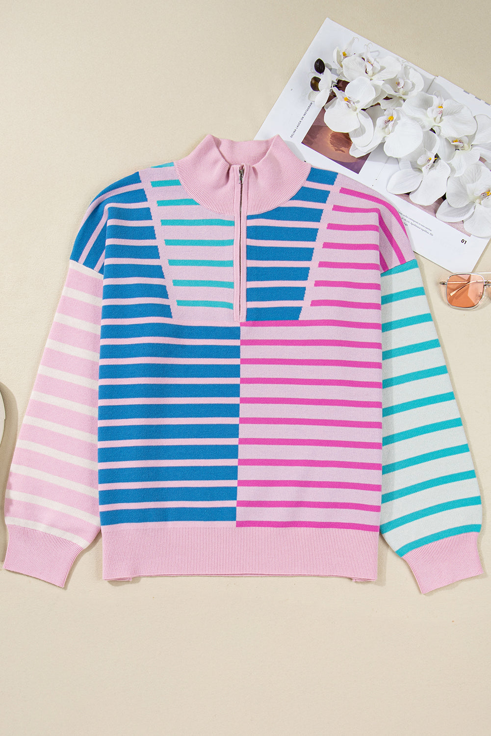 Striped Colorblock Plus Size Sweater September.