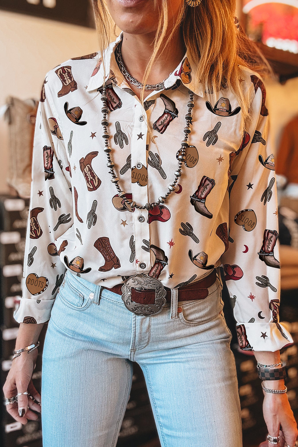 Western Button Up Casual Top RTS