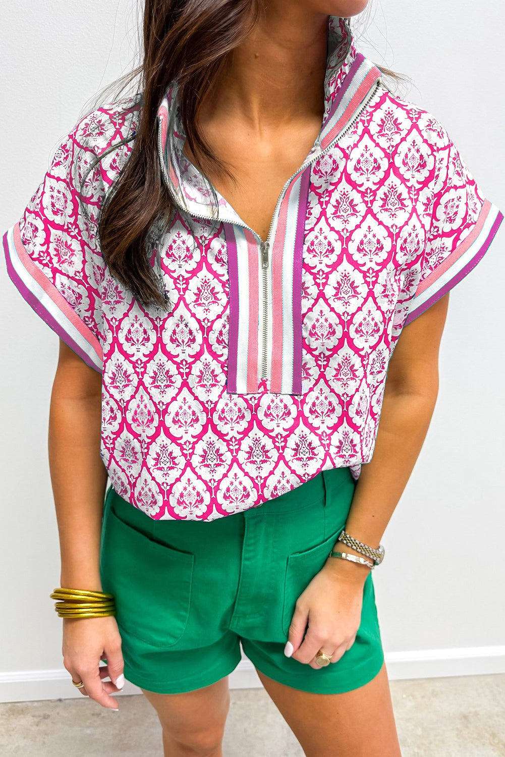 Western Print Summer Blouse July RTS