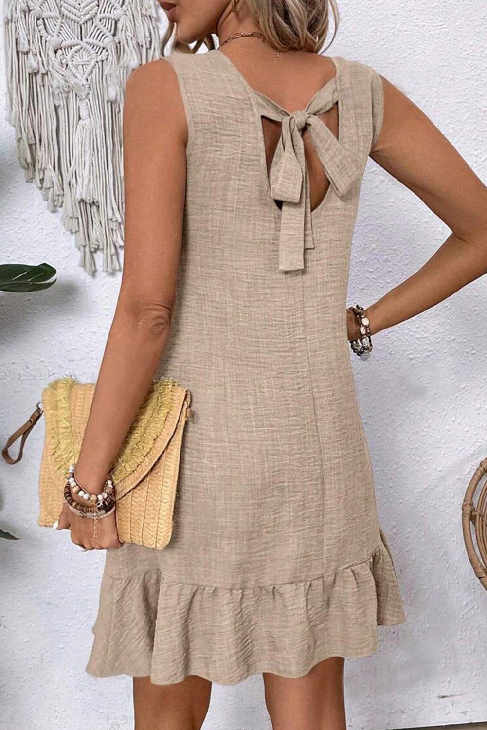 Knotted Scoop Back Mini Dress *Multiple Colors* RTS