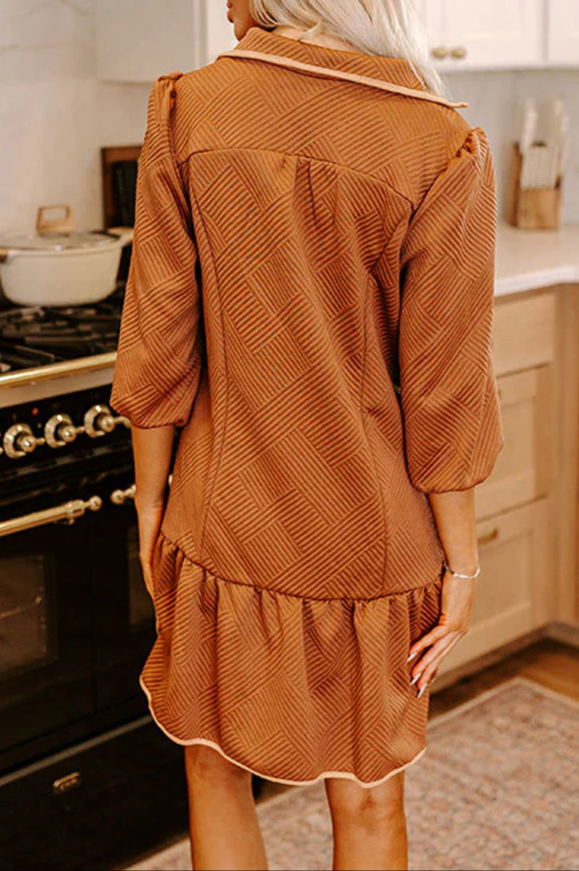 Chestnut Textured Dress RTS