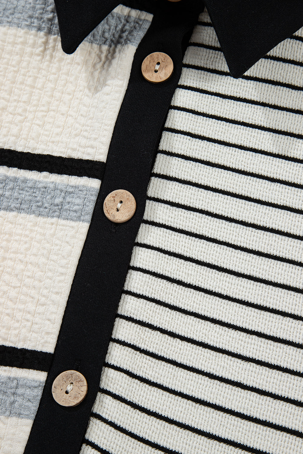 Black Stripe Colorblock Henley Mini Dress RTS