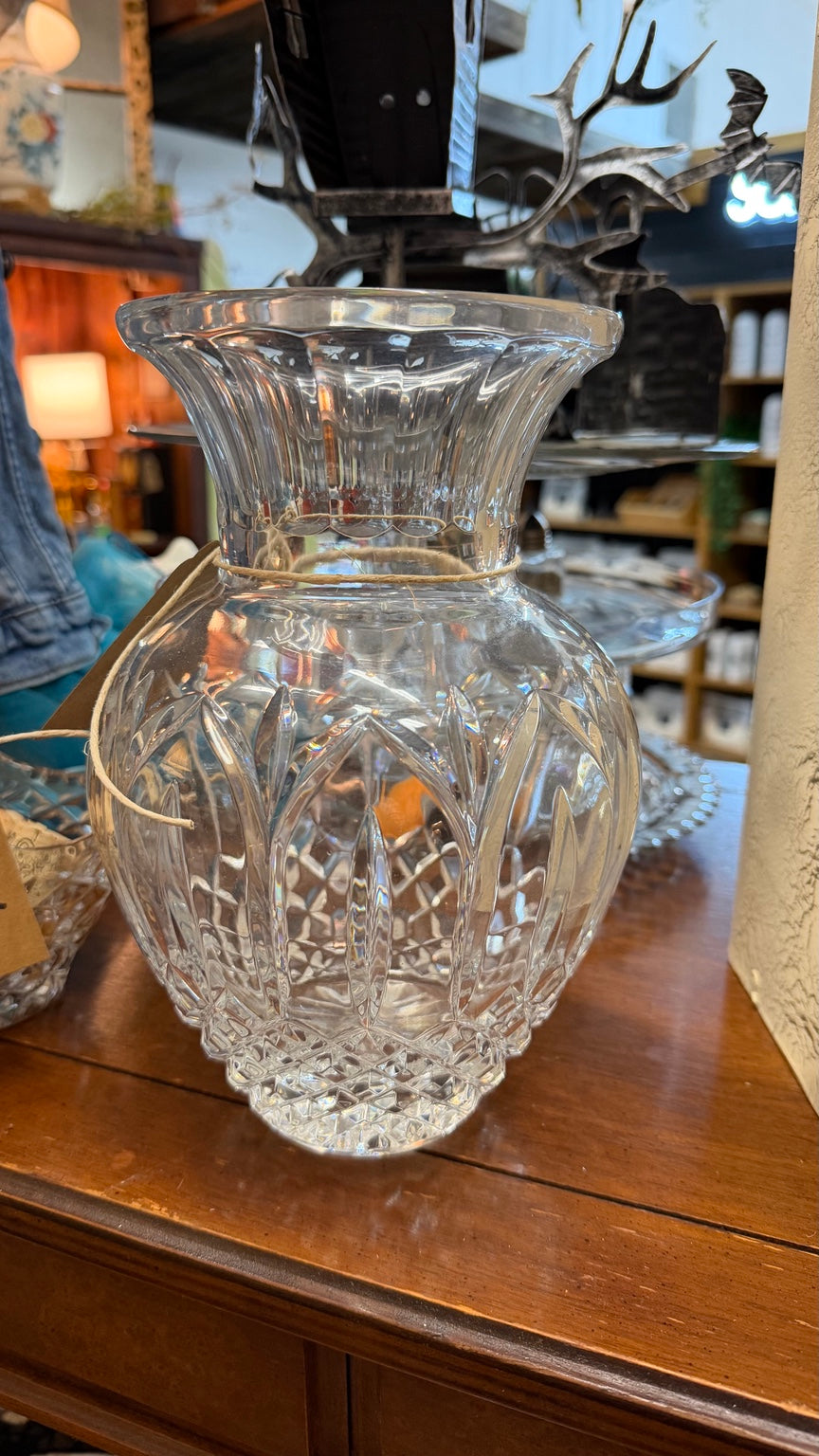 Brilliant clear cut-crystal vase for The Hot Pink Chick Society Vintage Glass collection