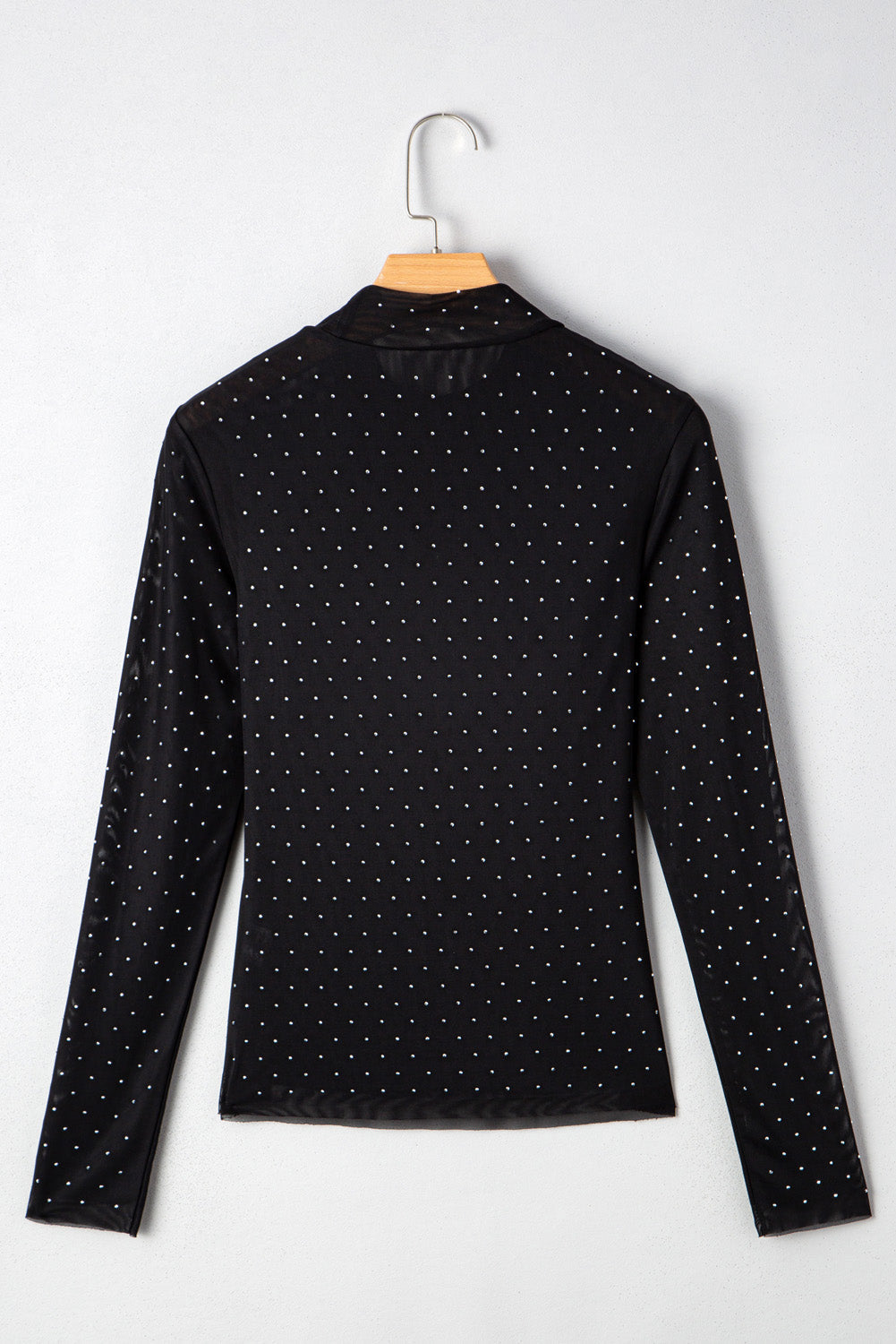 Black Rhinestone Mesh Top RTS