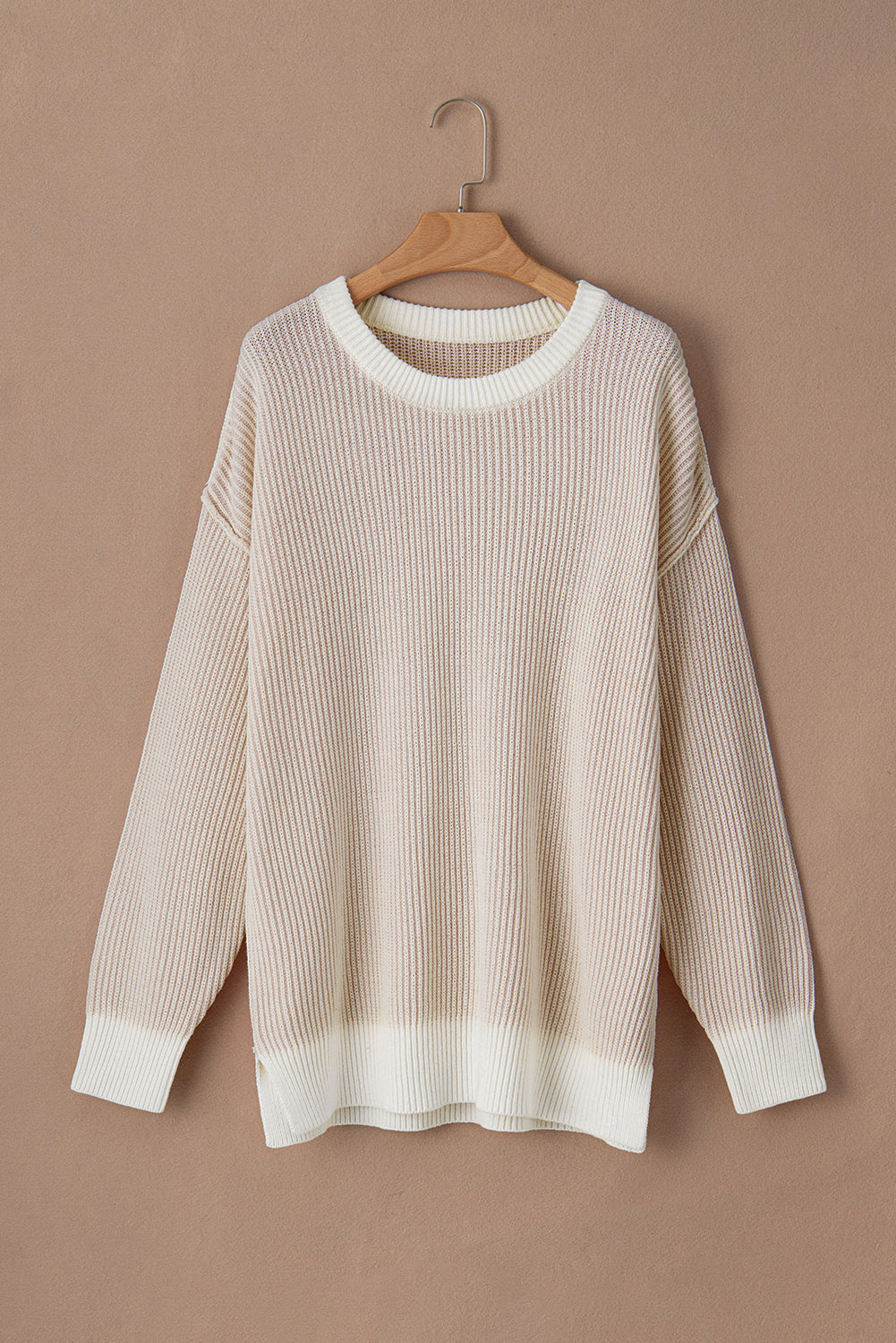 Brown Stripe Plus Size Ribbed Sweater  LT
