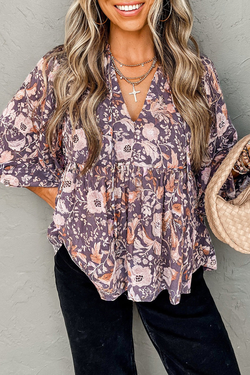 Boho Flower Babydoll Blouse RTS