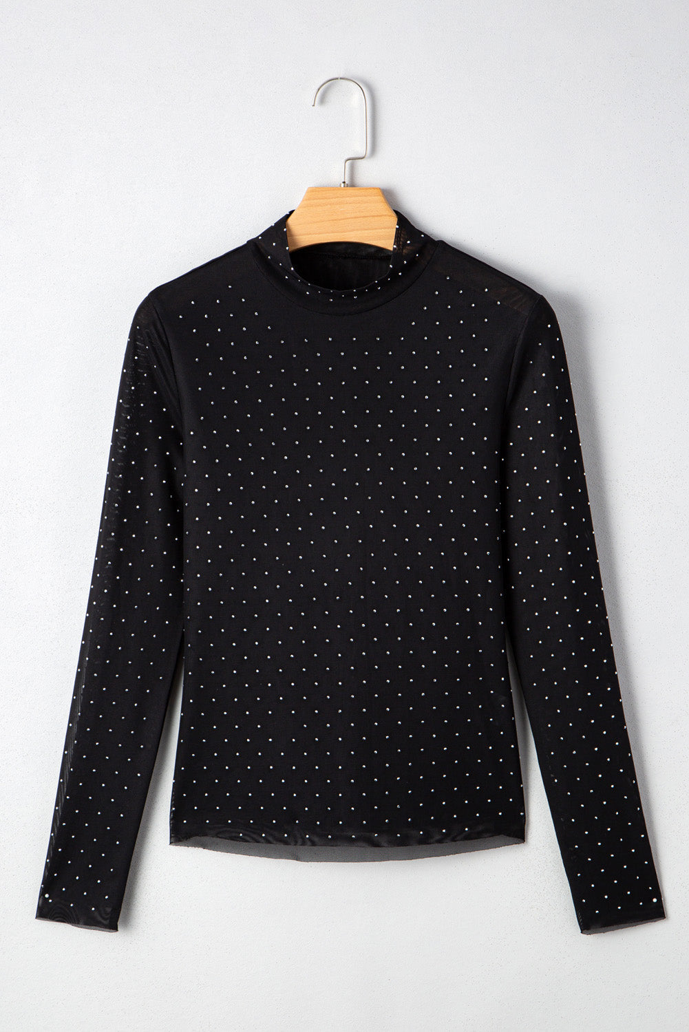 Black Rhinestone Mesh Top RTS