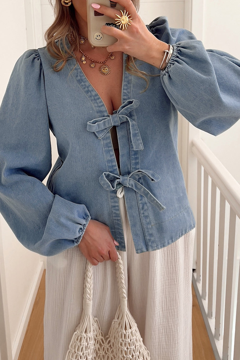 Tied Front Denim Top RTS