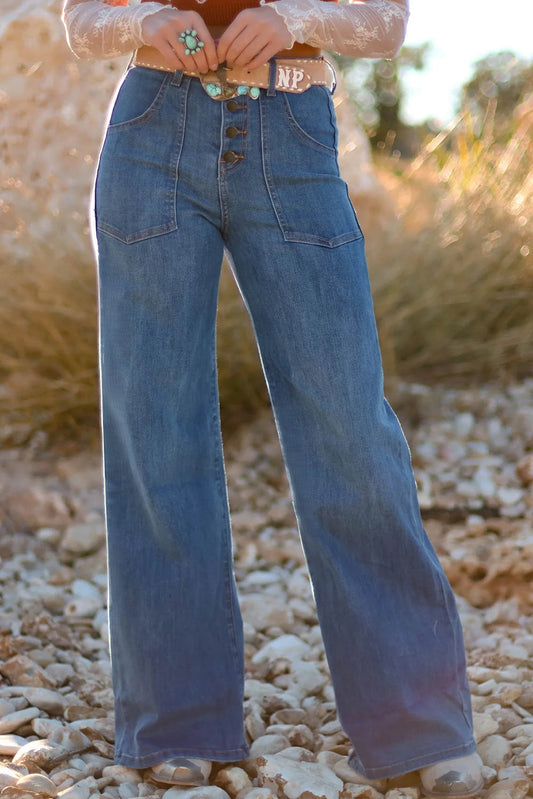 Multi Button High Waist Blue Jeans RTS