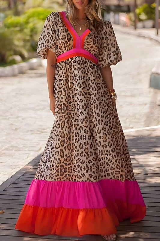 Leopard Colorblock Maxi Dress RTS