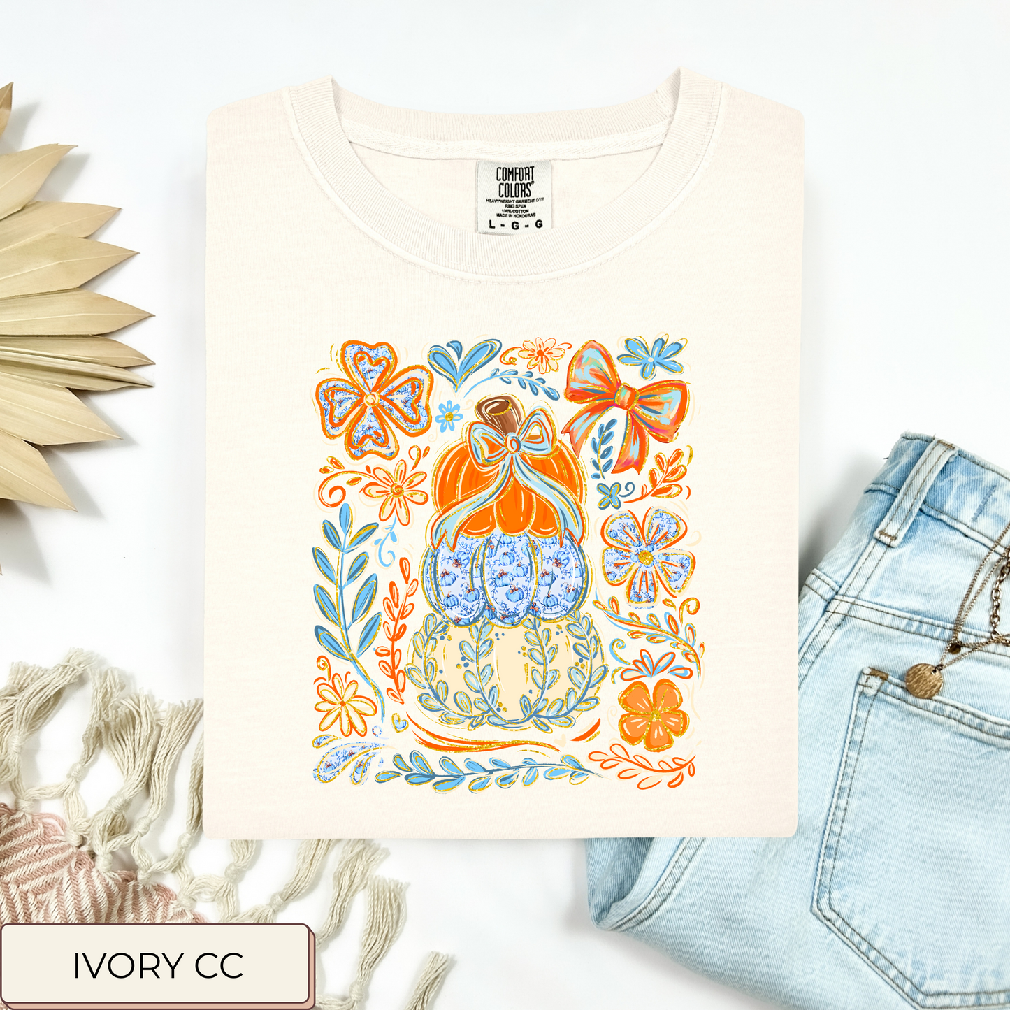 Stacked Pumpkins Floral Tee.
