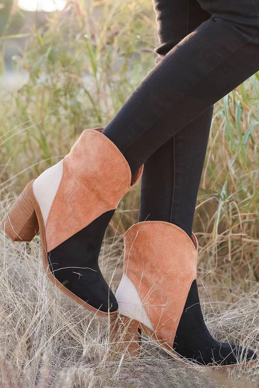 Colorblock Suede Ankle Booties RTS