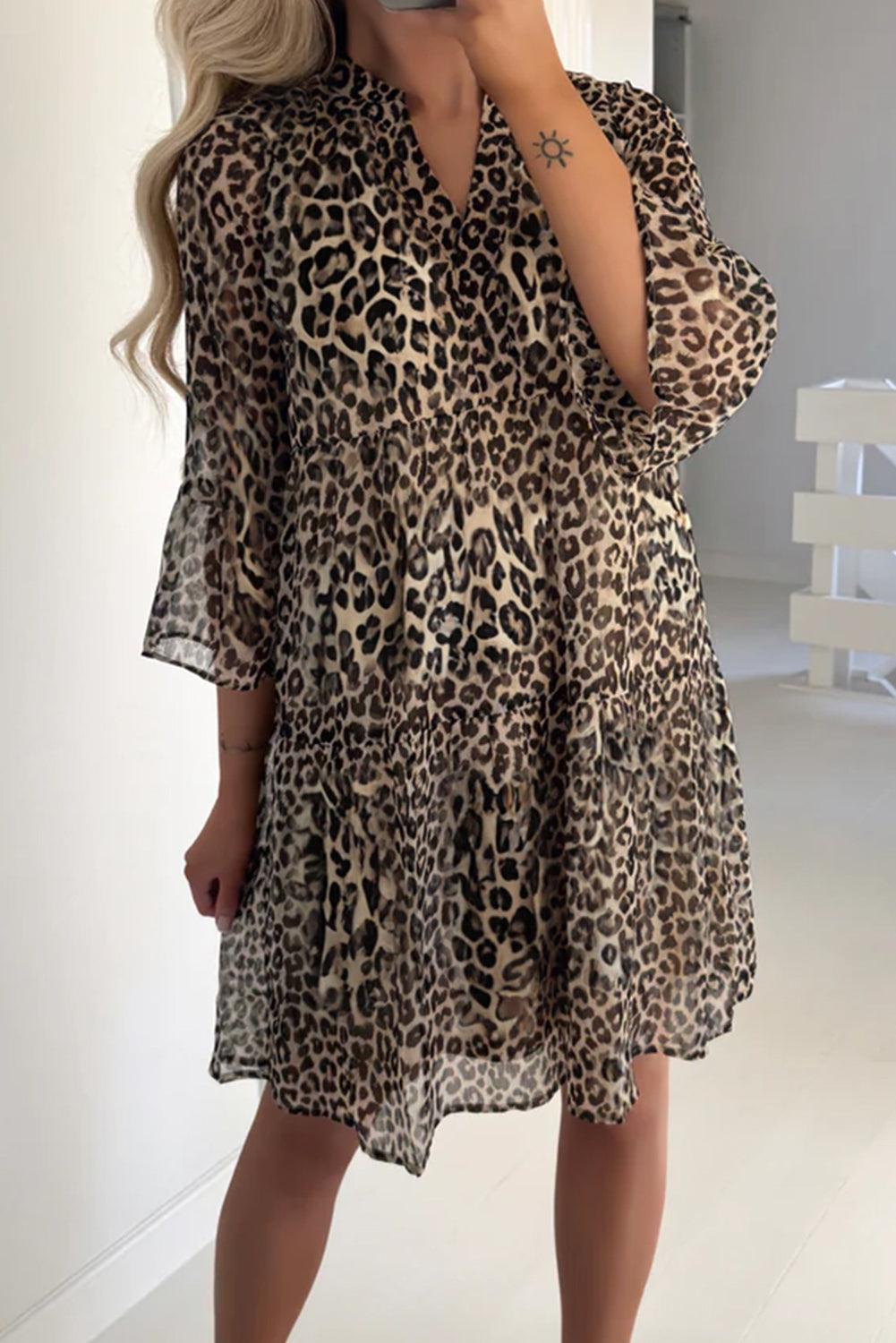 Khaki Leopard Swing Dress RTS