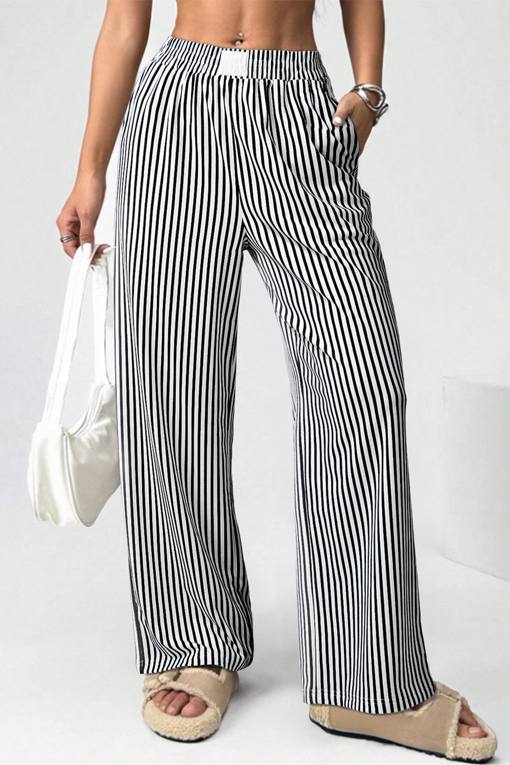 Black Stripe Loose Pants RTS