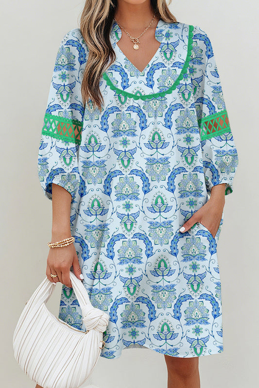 Blue Boho Paisley Dress February.