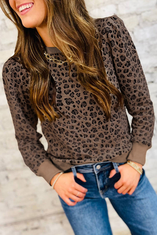 Brown Ribbed Leopard Top RTS