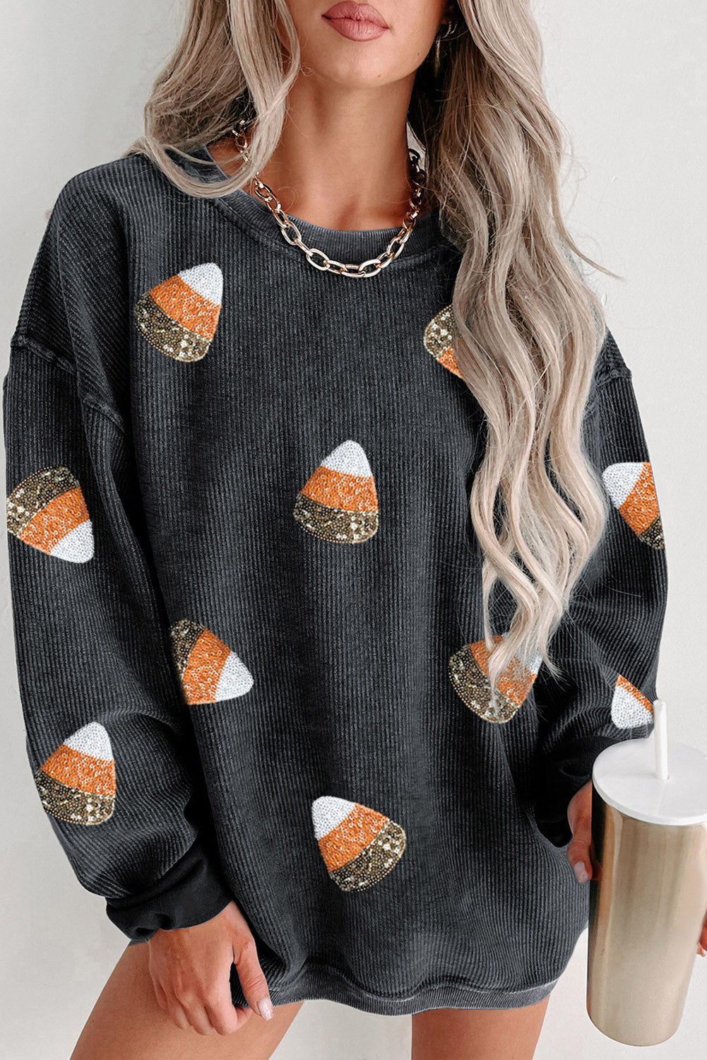 Candy Corn Ribbed Sweatshirt RTS