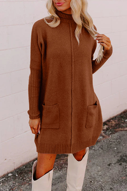 Chestnut Ribbed Sweater Dress RTS