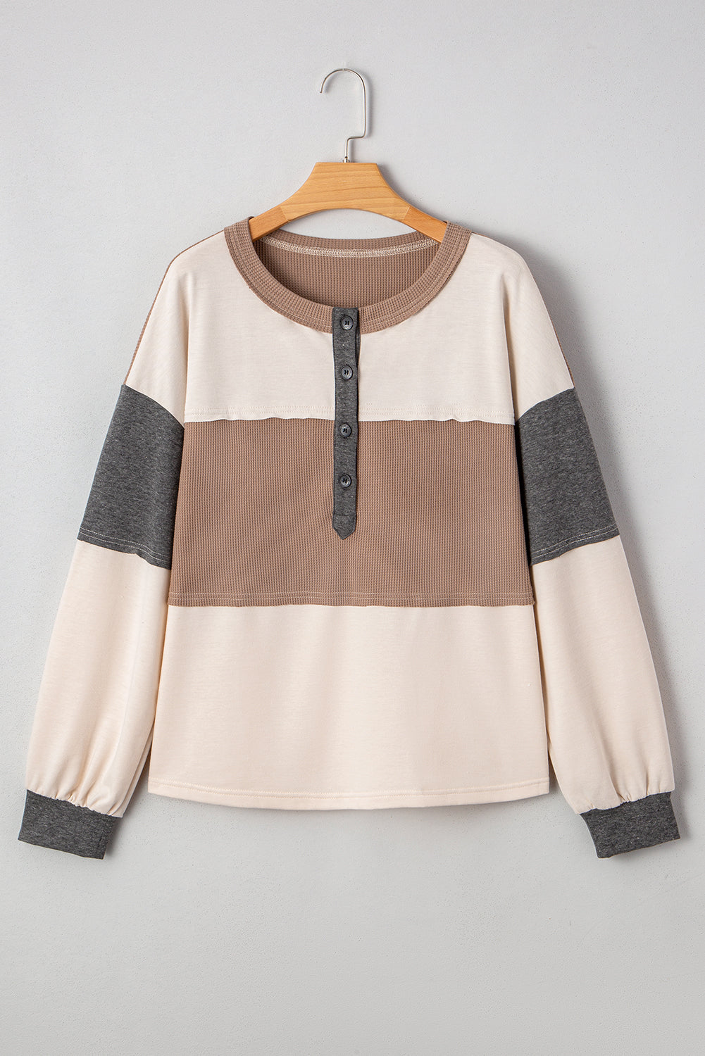 Colorblock Waffle Henley Top RTS