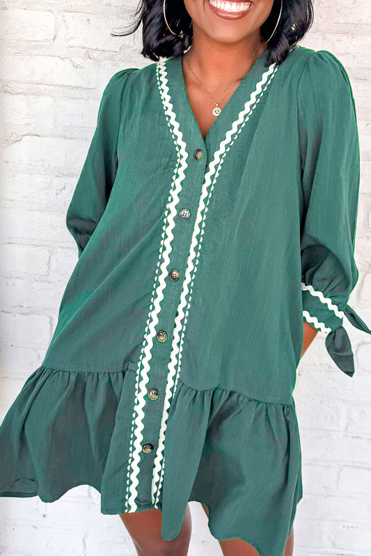 Contrast RicRac Trim Shift Dress LT