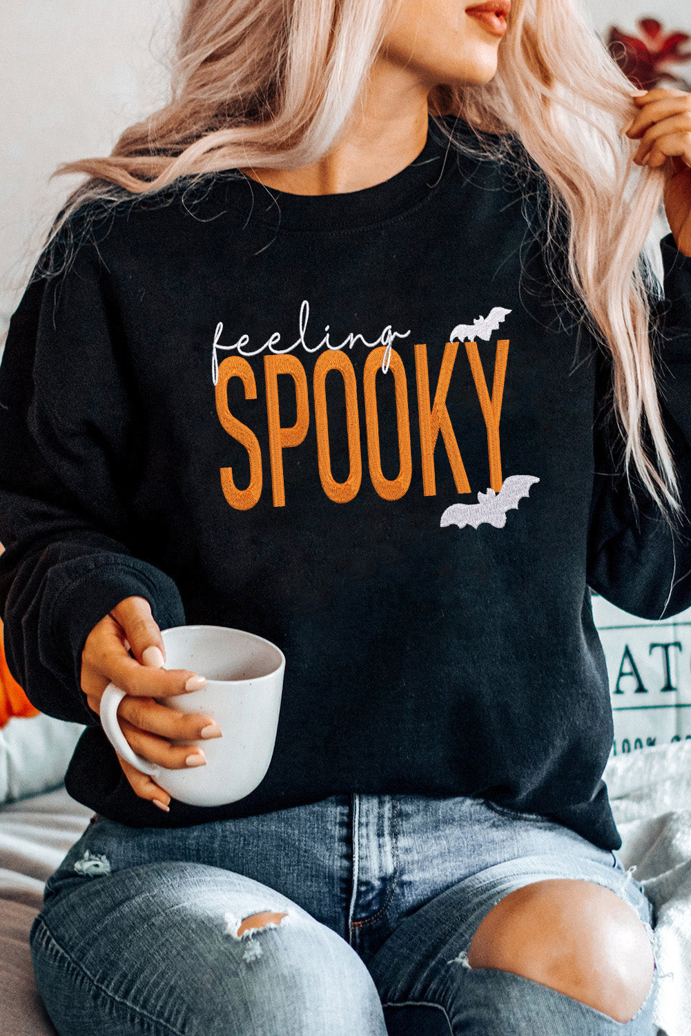 Feeling Spooky Embroidered Sweatshirt RTS