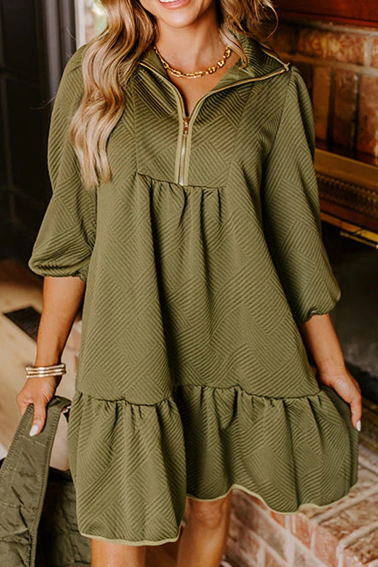 Green Quarter Zip Dress FB