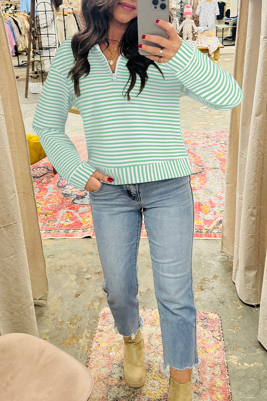 Green Stripe Quarter Zip FB