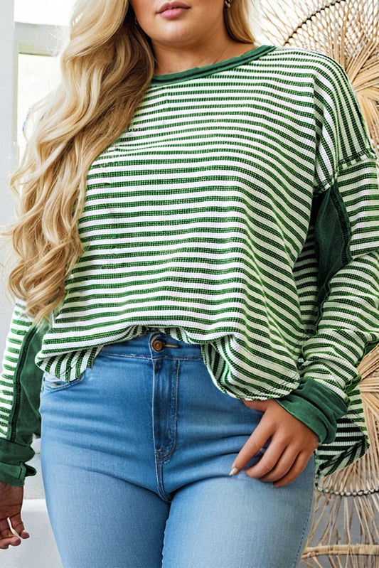 Green Stripe Plus Size Top FB