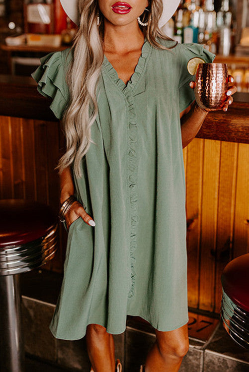 Mist Green Ruffle Dress RTS