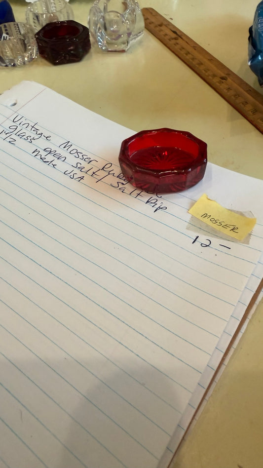 Ruby Red Pressed-Glass Open Salt