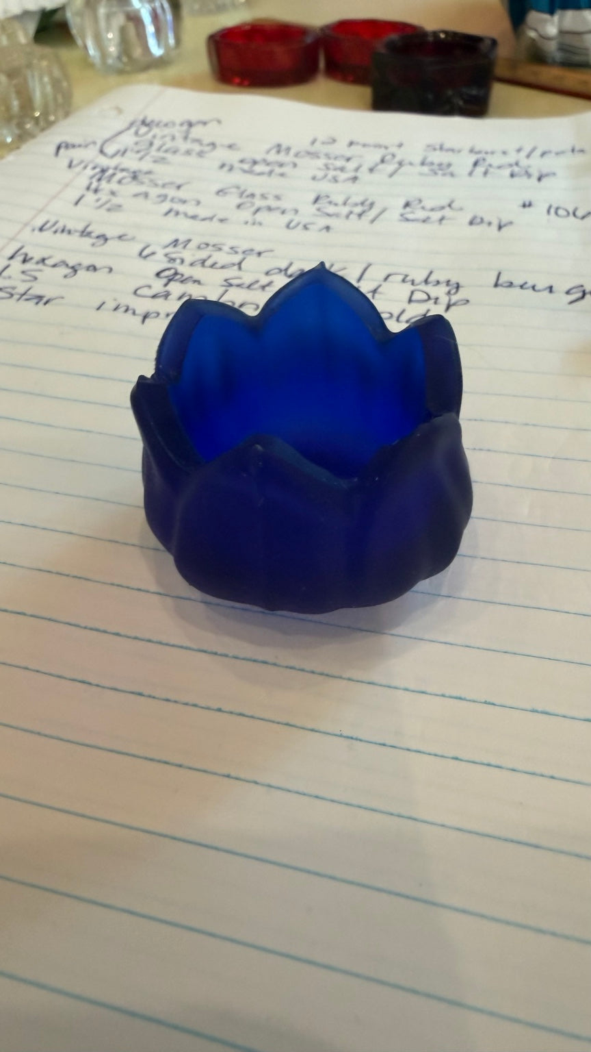 Cobalt Blue Pressed-Glass Salt Dish
