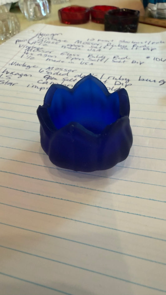 Cobalt Blue Pressed-Glass Salt Dish