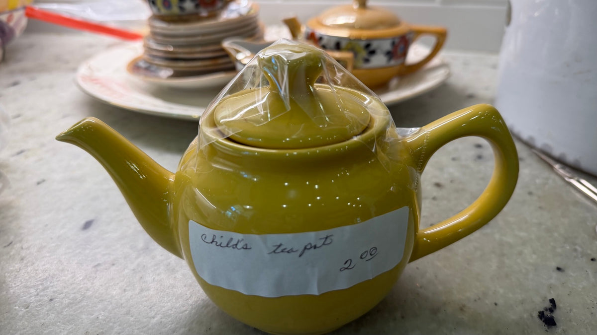 Vintage Child's Green Ceramic Teapot