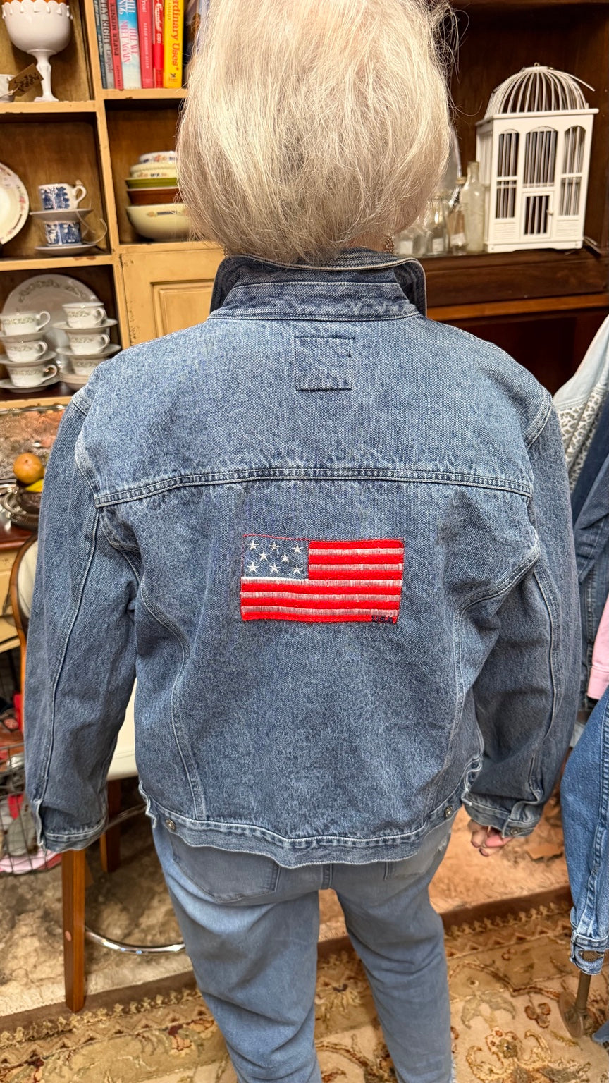 Faded Glory American Flag Denim Jacket