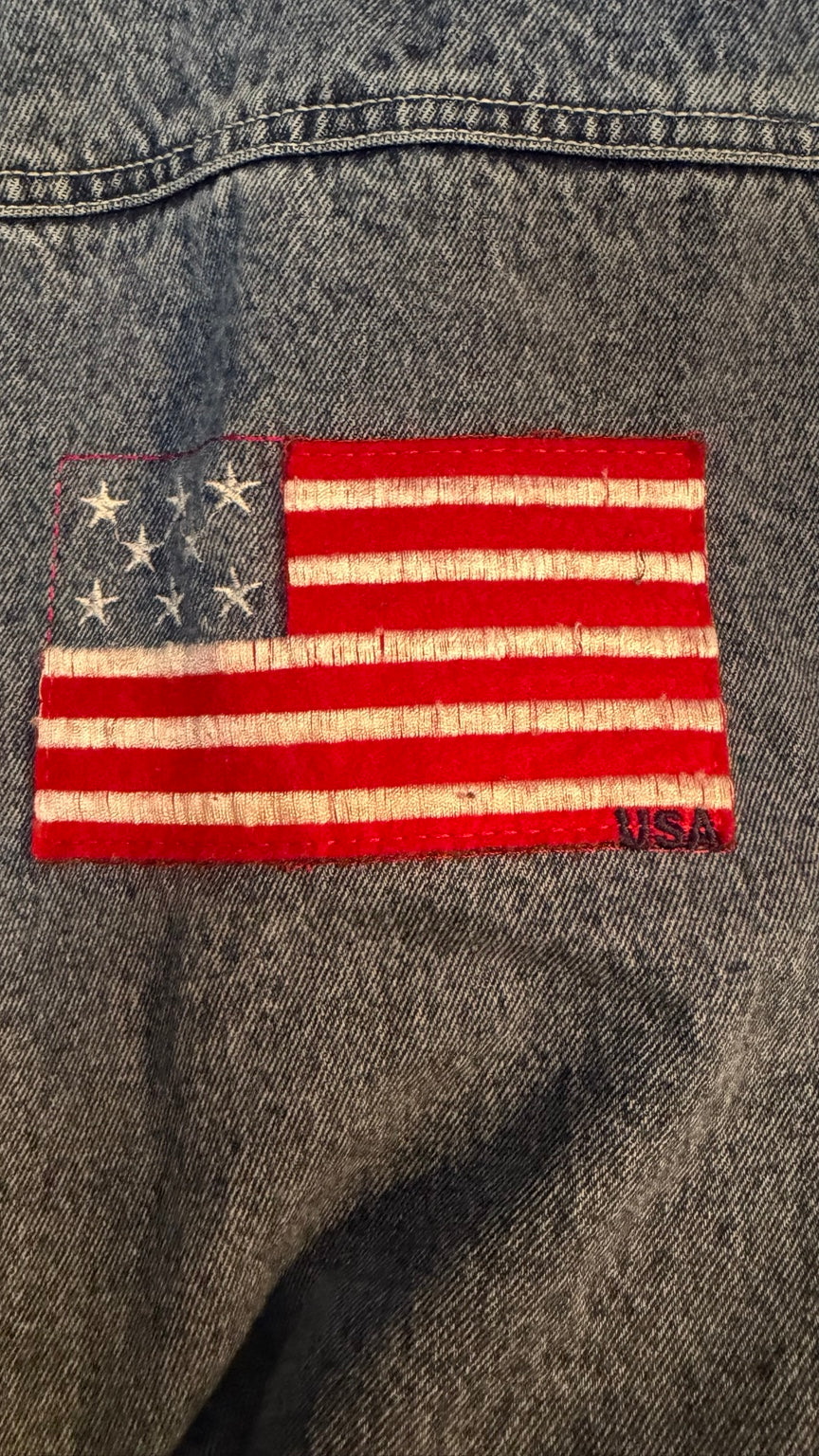 Faded Glory American Flag Denim Jacket