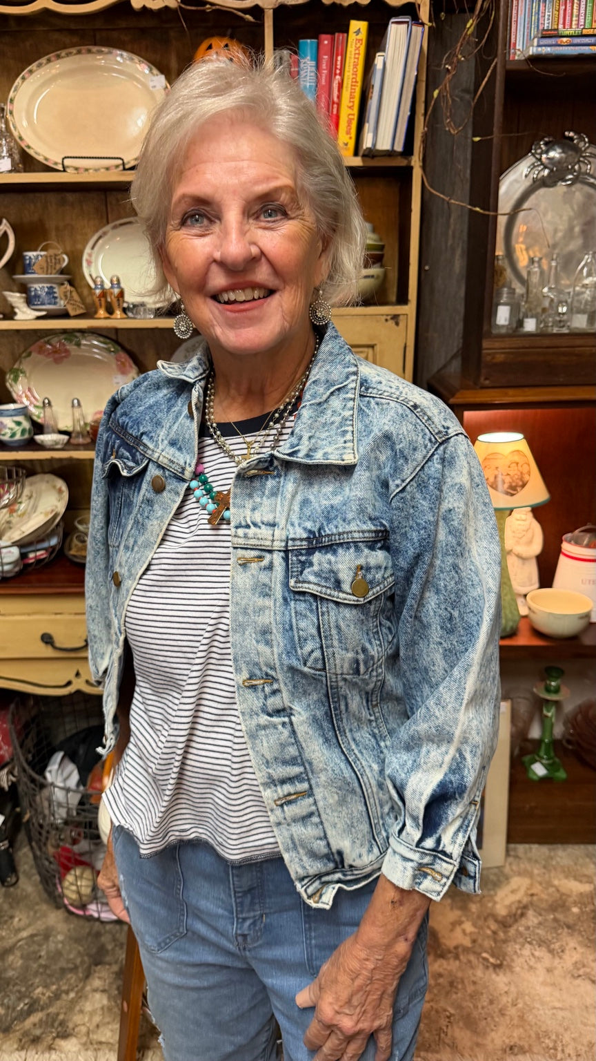 Teddy Bear and Balloon Acid-Wash Jacket
