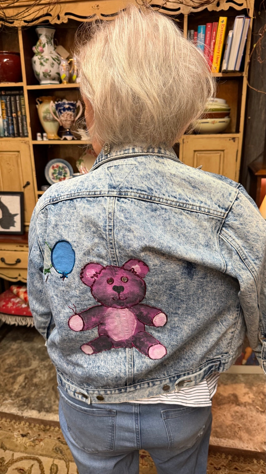 Teddy Bear and Balloon Acid-Wash Jacket
