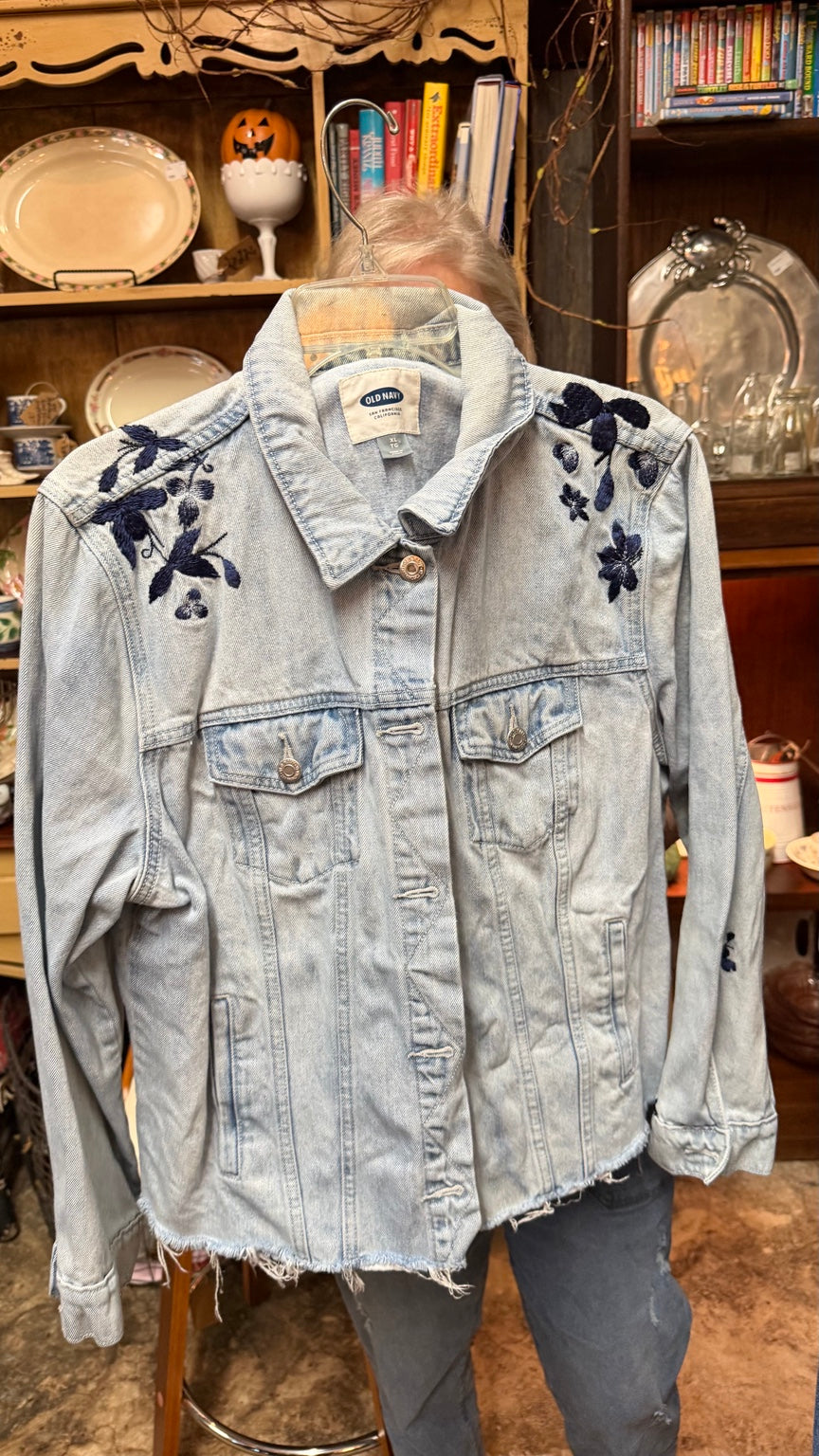 Old Navy Embroidered Denim Jacket
