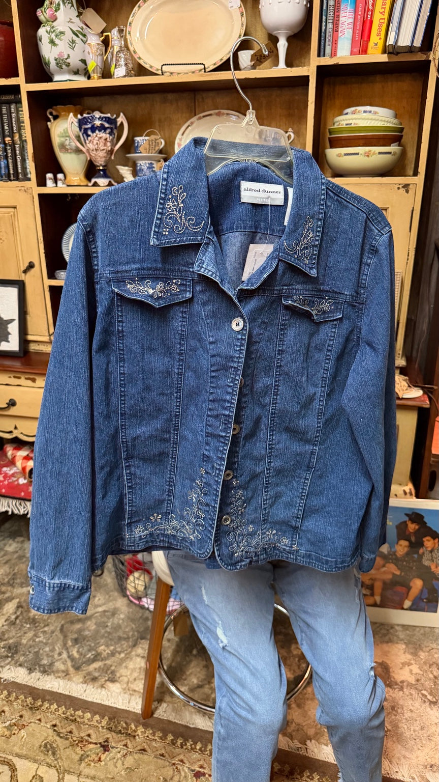 Alfred Dunner Embroidered Denim Jacket