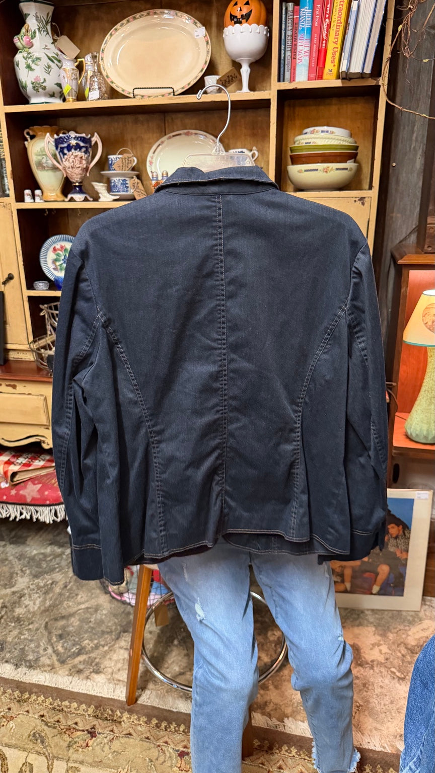 R.Q.T. Dark Denim Three-Button Blazer